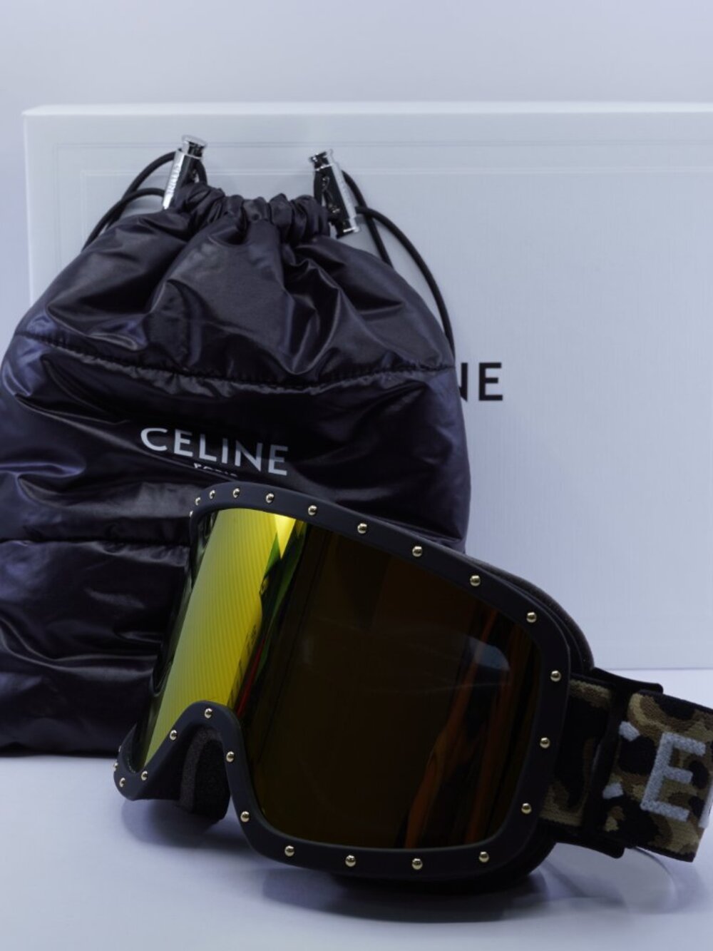 Celine CL40196U SKI MASK 99C Shield Sunglasses / Ski Mask - Black / Gold